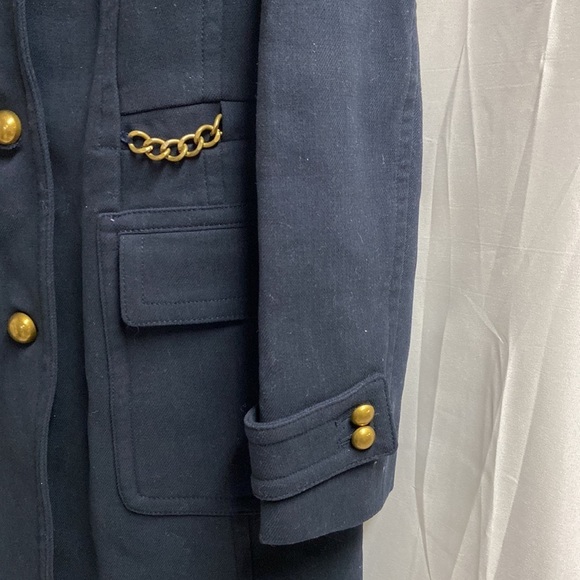 Ann Taylor LOFT Military Peacoat Brass Button and Chain Detail Navy Size 12 NWT - Picture 4 of 5